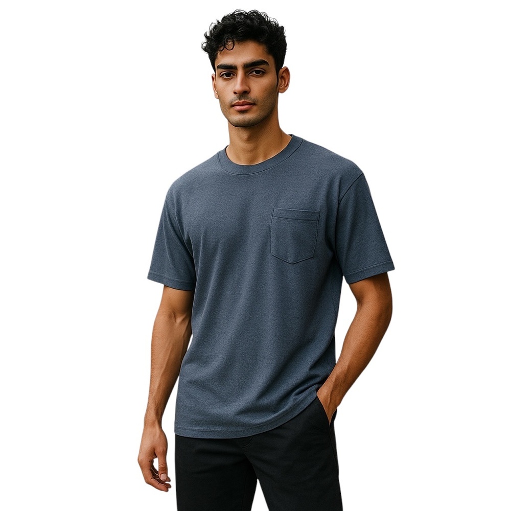 NWOT District Blue/Grey Heather Short Sleeve Chest Pocket Men's Tee-Shirt Size L
